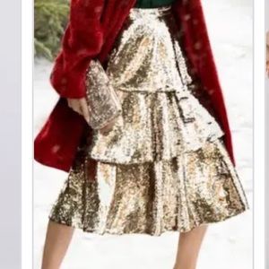 Rachel Parcell sequins tiered gold skirt